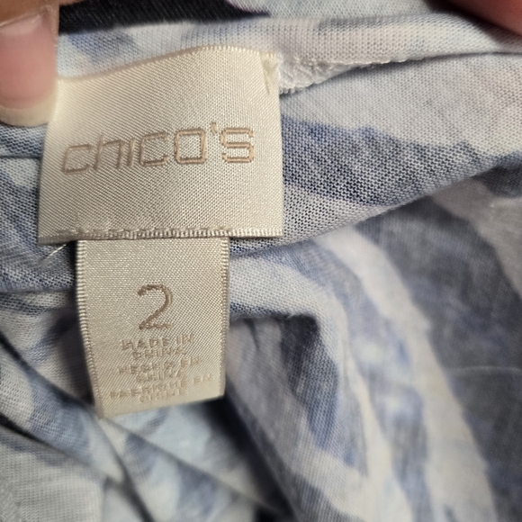 Chico's Blue and Orange Swirl Print Blouse Animal Print (2) - Picture 3 of 3